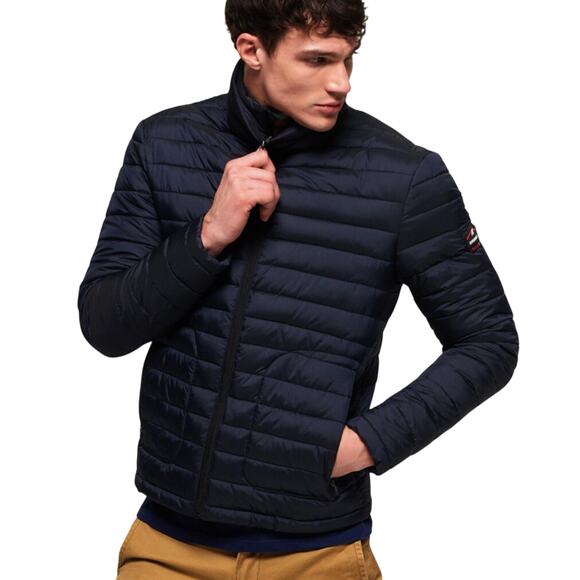 Superdry Navy Puffer Jacket Men’s XXL Double Zip Fuji - Picture 1 of 13